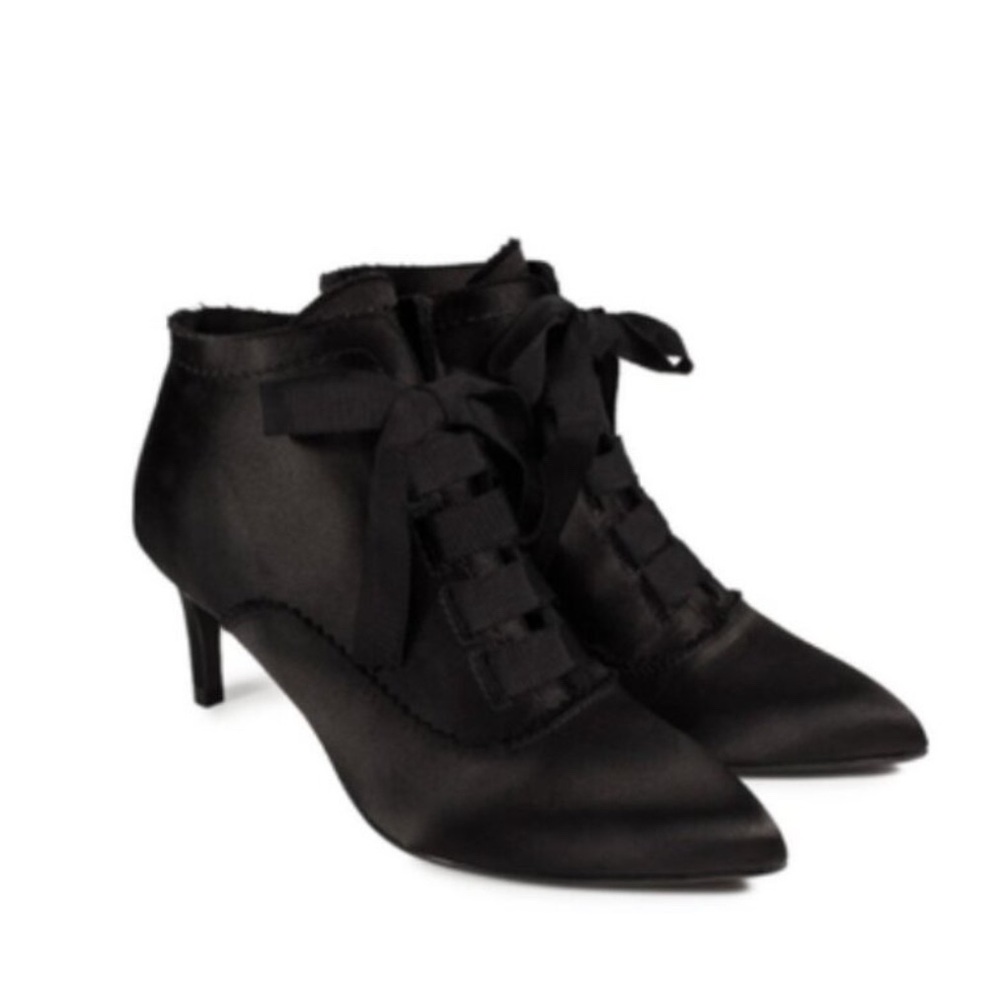 Pedro Garcia Black Satin Lace-Up Boots - Eulalia